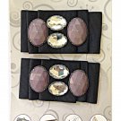 Simplicity 2 Pack Ribbon with Gemstones Headband Garment Brooch Accent Black