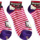 Sanrio Hello Kitty No-Shows Girls Ankle Sock Fits Sizes 9-11 (3 - Pack)