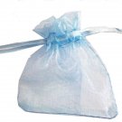 48 Organza Bags with Ribbon Ties 3" x 4" (Light Blue)