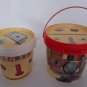 2 pcs school motif plastic bucket with lid