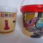 2 pcs school motif plastic bucket with lid