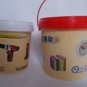 2 pcs school motif plastic bucket with lid