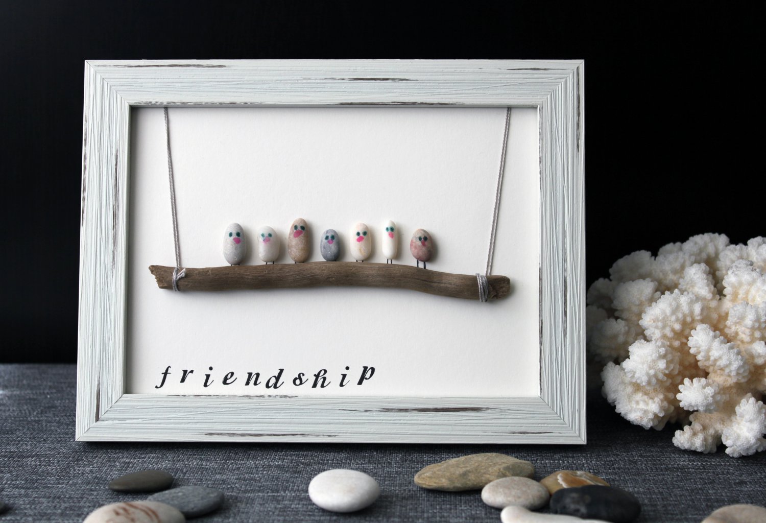 Friendship Pebble Art | Unique Handmade Gift. Original Home Decor