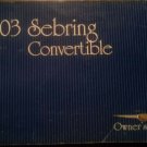 CHRYSLER SEBRING - 2003 - OWNER'S MANUAL