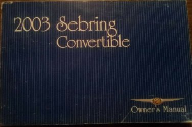 CHRYSLER SEBRING - 2003 - OWNER'S MANUAL