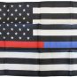 Thin Red/Blue Line (USA) - 12"X18" Nylon Flag