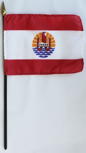 French Polynesia - 4""X6"" Stick Flag