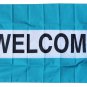 Welcome -3"X5" Nylon Flag (teal/white/teal)