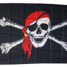 Jolly Roger - 3"x5" Polyester Flag (Red Scarf)
