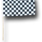 Checkered - 12""X18"" Stick Flag (wooden staff)
