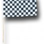 Checkered - 12""X18"" Stick Flag (wooden staff)