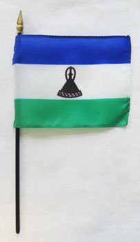 Lesotho - 4""X 6"" Stick Flag