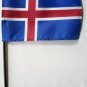 Iceland - 4""X6"" Stick Flag
