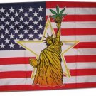 Statue of Liberty with Marijuana - 3"X5" Polyester Flag