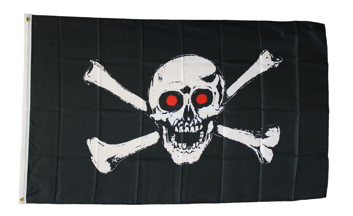 Jolly Roger - 3"X5" Polyester Flag (Red Eyes)