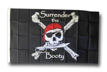 Surrender the Booty - 3"X5" Nylon Flag (Black)