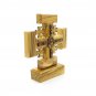 Set Of 2 Olive Wood Candle Holders Candlesticks & 1 Jerusalem Cross With Stand