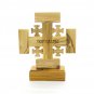 Set Of 2 Olive Wood Candle Holders Candlesticks & 1 Jerusalem Cross With Stand
