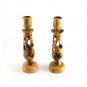 Set Of 2 Olive Wood Candle Holders Candlesticks & 1 Jerusalem Cross With Stand