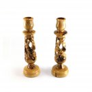 2 Pcs Jerusalem Olive Wood Candle Holders Candlesticks Hand Carved Holy Land