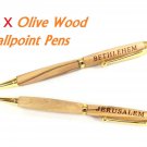 2 Pcs Olive Wood Hand Made Ballpoint Pen Jerusalem Bethlehem Holy Land