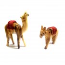 Olive Wood Camel And Donkey With Red Saddle Hand Carved Holy Land Bethlehem