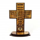 Olive Wood Lord's Prayer Cross 5" With Stand Laser Carved Holy Land Jerusalem Olive Wood Lord's Prayer Cross 5" With Stand Laser Carved Holy Land Jerusalem