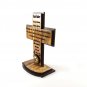 Olive Wood Lord's Prayer Cross 5" With Stand Laser Carved Holy Land Jerusalem