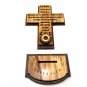Olive Wood Lord's Prayer Cross 5" With Stand Laser Carved Holy Land Jerusalem