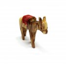 Olive Wood Hand Carved Donkey Statue With Red Saddle Holy Land Bethlehem Olive Wood Hand Carved Donkey Statue With Red Saddle Holy Land Bethlehem