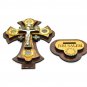 Olive Wood 2 Layered Cross With Stand & Silver Tone Metal Crucifix Holy Land Jer
