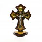 Olive Wood 2 Layered Cross With Stand & Silver Tone Metal Crucifix Holy Land Jer