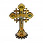 Olive Wood Cross With Stand 2 Layered & Silver Tone Metal Crucifix Holy Land