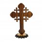 Olive Wood Cross With Stand 2 Layered & Silver Tone Metal Crucifix Holy Land