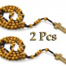 2 Olive Wood Rosary Necklace Lobster Clasp Hand Made Holy Land Bethlehem