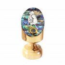 Pedestal Abalone Olive Wood Stand With Holy Family Metal Icon Holy Land