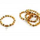 5 Pcs Olive Wood Stretch Bracelet With Small Metal Cross Hand Made Holy Land