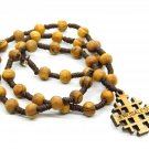 Olive Wood Rosary Necklace With Jerusalem Cross Hand Made Holy Land Jerusalem Olive Wood Rosary Necklace With Jerusalem Cross Hand Made Holy Land Jerusalem