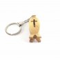 Olive Wood Key Chain Jesus Fish Ichthys Key Ring With Cut Out Cross Hand Carved
