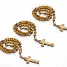Holy Land Rosary Olive Wood 3 Pcs With Jerusalem Silver Label Cross Hand Made