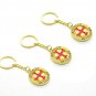 3 Pcs Jerusalem Cross Key Ring Key Chain Rotating Center Gold Color Metal Holy