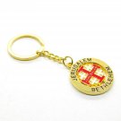 Jerusalem Cross Key Ring Key Chain Rotating Center Gold Color Metal Holy Land