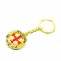 Jerusalem Cross Key Ring Key Chain Rotating Center Gold Color Metal Holy Land