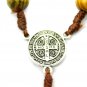 Holy Land Rosary Olive Wood Saint Benedict 17" Necklace Hand Made Jerusalem