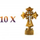 10 Pcs Olive Wood Cross Double Layered With Stand Hand Made Holy Land Jerusalem