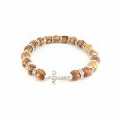 Olive Wood Beads Stretch Bracelet With Metal Cross with Crystal Glass Holy Land