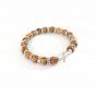 Olive Wood Beads Stretch Bracelet With Metal Cross with Crystal Glass Holy Land