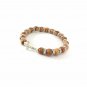 Olive Wood Beads Stretch Bracelet With Metal Cross with Crystal Glass Holy Land