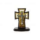 Olive Wood Cross & Metal Crucifix Double Layered With Stand Holy Land Jerusalem