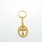 Gold Color Metal Cross Key Ring Key Chain Rotating Center Holy Land Jerusalem